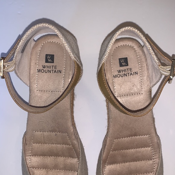 White Mountain Wedge Shoe Espadrille Kate Linen w Rose Gold Women’s Sz 7 - Picture 4 of 9